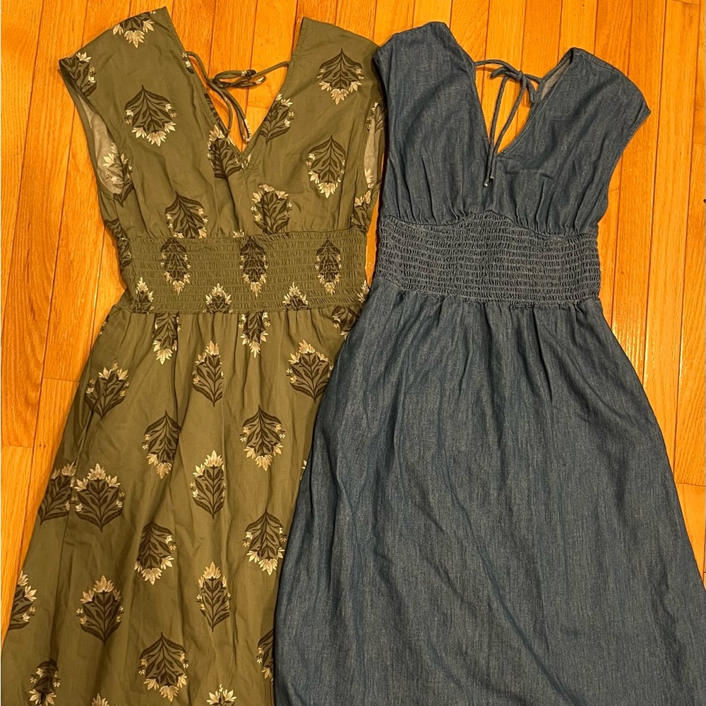 Old Navy Olive and Denim Midi Dresses
